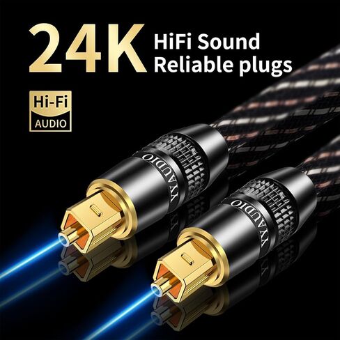 كابل الصوت البصري Audiophile HIFI-POF ، مقابس مطلية بالذهب 24K ، كابل الصوت البصري الرقمي مع جديلة نايلون ، متوافق مع أجهزة استقبال AV ، التلفزيون ، مكبر صوت ، قرص مضغوط ومسرح منزلي (9.84 قدم/3M) in Kuwait