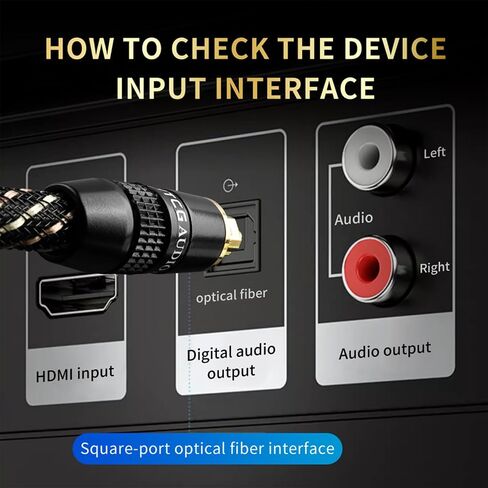 كابل الصوت البصري Audiophile HIFI-POF ، مقابس مطلية بالذهب 24K ، كابل الصوت البصري الرقمي مع جديلة نايلون ، متوافق مع أجهزة استقبال AV ، التلفزيون ، مكبر صوت ، قرص مضغوط ومسرح منزلي (9.84 قدم/3M) in Kuwait