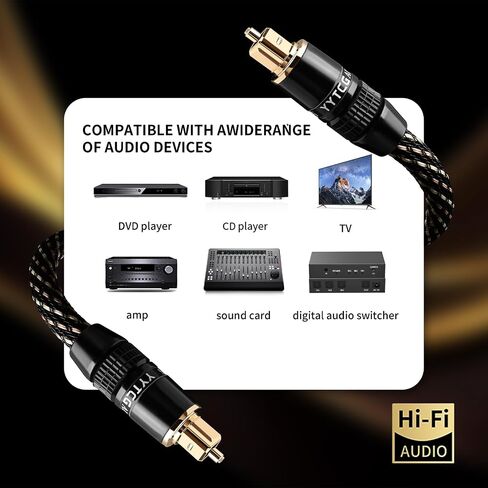 كابل الصوت البصري Audiophile HIFI-POF ، مقابس مطلية بالذهب 24K ، كابل الصوت البصري الرقمي مع جديلة نايلون ، متوافق مع أجهزة استقبال AV ، التلفزيون ، مكبر صوت ، قرص مضغوط ومسرح منزلي (9.84 قدم/3M) in Kuwait