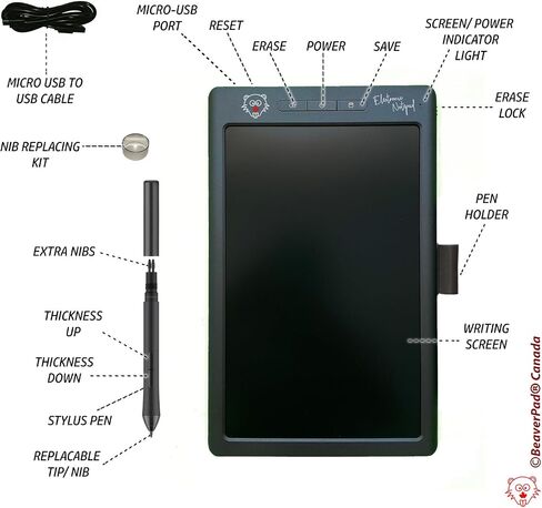 BeaverPadⓇ LCD Writing Pad/Drawing Board (Ewriter) and Graphics Tablet with Memory, Save and Bluetooth Function (Grey) in Saudi Arabia