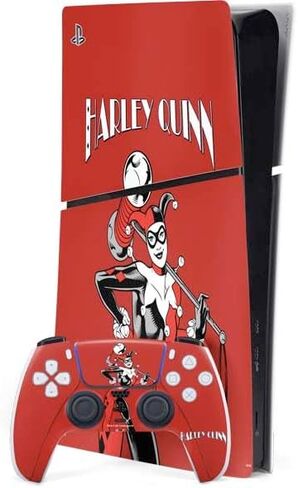 Skinit Decal Gaming Skin Compatible with PS5 Slim Digital Edition Bundle - Officially Licensed DC Comics Harley Quinn Mad Love Design in Saudi Arabia