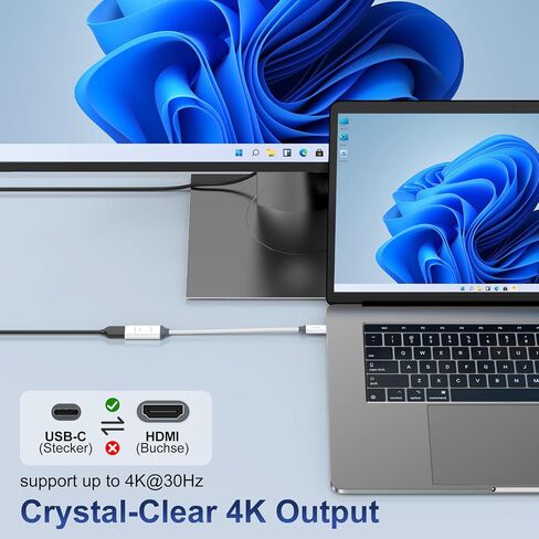 USB C to HDMI Adapter,4K@30Hz Type-C to HDMI Adapter Compatible with Thunderbolt 3/4,Video Audio Output for iPhone 16Pro,MacBook Pro/Air,Pixelbook,Surface Pro,iPad Pro/Air,XPS,Galaxy and More in Saudi Arabia
