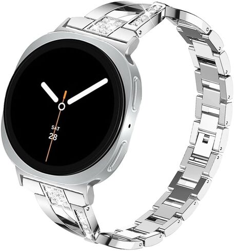Compatible for Samsung Galaxy Watch 8 40mm 44mm/8 Classic 46mm Bands, Women Metal Replacement Bling Jewelry Bracelet Rhinestone Strap Wristband for Galaxy Watch 8/8 Classic in Saudi Arabia