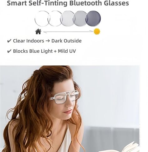 نظارات ذكية GS10 للنساء ، نظارات Bluetooth للرجال/النساء ، عدسات تصفية الضوء الأزرق ، اللمسة الذكية ، صوت صافٍ مفتوح ، تصميم مريح للغاية للقراءة ، الأسود in Kuwait