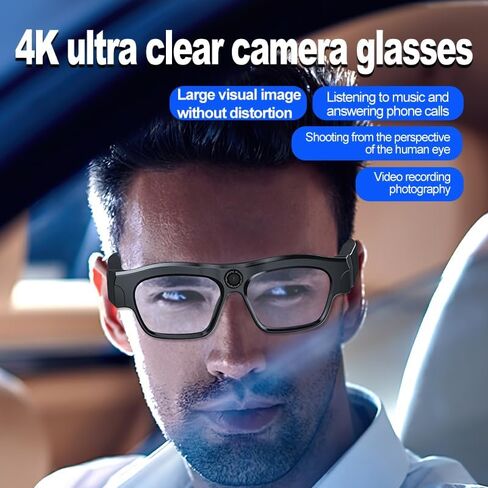 Smart Glasses with Camera, 4k Video Camera Glasses with TF card, Recording Glasses for Driving Riding Training VX18 in Saudi Arabia
