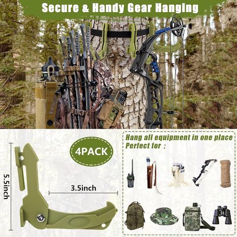 4Pcs Saddle Hunting Bow Hangers, Saddle Hunting Gear Accessory Hooks for Gear Strap Treestand Rope, Sturdy and Lightweight, Outdoor Tree Stand Bow & Gear Hanger for Camping Hiking in Saudi Arabia