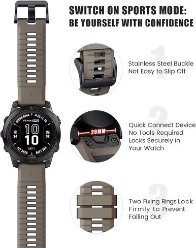 NotoCity for Fenix 7X Pro/6X Pro Band for Fenix 6X Strap Fenix 7X Band 26mm Width Fenix 5X Plus Wristband for Descent Mk2i/tactix Delta/tactix 7 Pro/tactix 7 AMOLED Soft Silicone Watch(Black) in Kuwait