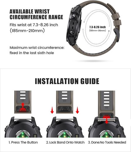 NotoCity for Fenix 7X Pro/6X Pro Band for Fenix 6X Strap Fenix 7X Band 26mm Width Fenix 5X Plus Wristband for Descent Mk2i/tactix Delta/tactix 7 Pro/tactix 7 AMOLED Soft Silicone Watch(Black) in Kuwait