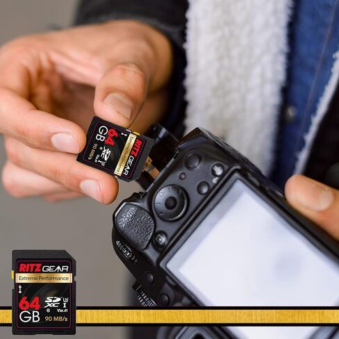RITZ GEAR 64GB SDXC UHS-II SD CARD ، C10 ، U3 ، V60 ، CARM Full-HD و 8K لـ DSLR ، كاميرات الفيديو ذات جودة السينما in Saudi Arabia
