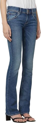 بنطلون جينز نسائي من Hudson Jeans Beth متوسط ​​الارتفاع، جينز للأطفال مع جيوب خلفية بغطاء قلاب، ذهبي in Saudi Arabia