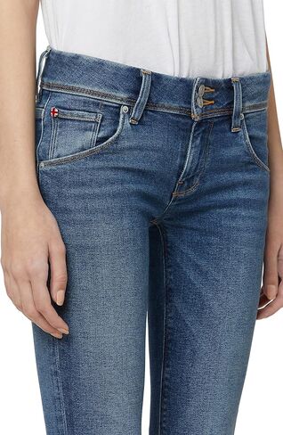 بنطلون جينز نسائي من Hudson Jeans Beth متوسط ​​الارتفاع، جينز للأطفال مع جيوب خلفية بغطاء قلاب، ذهبي in Saudi Arabia