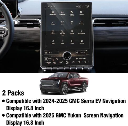 Moonlinks 2pcs 16.8in navi+11in داش حامي الشاشة الزجاجية المقبدة متوافقة مع 2024 2025 Sierra EV & 2025 GMC Yukon 11 بوصة مجموعة الأدوات 16.8 بوصة حامي اللمس التنقل in Saudi Arabia