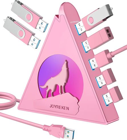 7-Port USB 3.0 Hub, Vertical USB Hub Splitter with RGB Lighting, 5Gbps High-Speed Data Transfer and 2FT Extension Cable, Compatible with Laptop, PC, Desktop, MacBook, PS5, Xbox, Flash Drive in Saudi Arabia