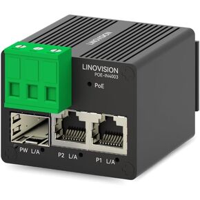 Linovision Mini 40W Poe+ Injector لكاميرات PTZ الكبيرة ، أو قوس جدارية أو صندوق تقاطع ، أو إخراج POE+ إضافي للسماعات أو AP ، نقل الألياف SFP in Kuwait