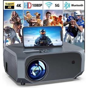 Projector with 5G WiFi and Bluetooth Native 1080P 4K Support, Outdoor Movie Projector with Screen, Portable Home Theater Projector for iOS/Android/TV Stick/Laptop/HDMI/USB in Saudi Arabia