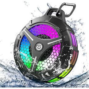 Waterproof Bluetooth Shower Speaker, Suction Cup, Small Portable Wireless IPX7 Waterproof Outdoor Speakers, Loud Stereo Sound Deep Bass, TWS Pairs, 6 Mode RGB Lights, All Ages Gift for Christmas in Saudi Arabia