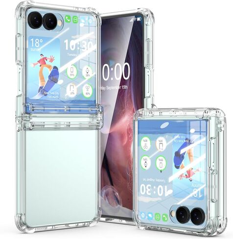 تم تصميمه لحالة Samsung Galaxy Z Flip 7 مع حماية المفصلات وحماية شاشة زجاجي مضمّنة من أجل Flip 7 Wrackproof Protection Phone Cover (Clear) in Kuwait