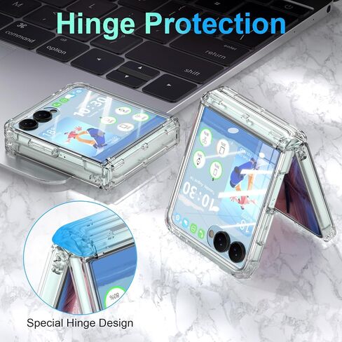 تم تصميمه لحالة Samsung Galaxy Z Flip 7 مع حماية المفصلات وحماية شاشة زجاجي مضمّنة من أجل Flip 7 Wrackproof Protection Phone Cover (Clear) in Kuwait
