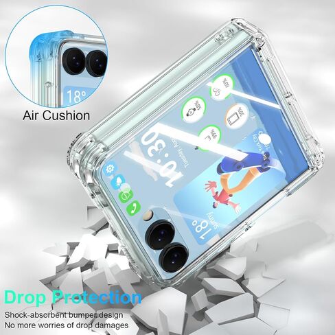 تم تصميمه لحالة Samsung Galaxy Z Flip 7 مع حماية المفصلات وحماية شاشة زجاجي مضمّنة من أجل Flip 7 Wrackproof Protection Phone Cover (Clear) in Kuwait