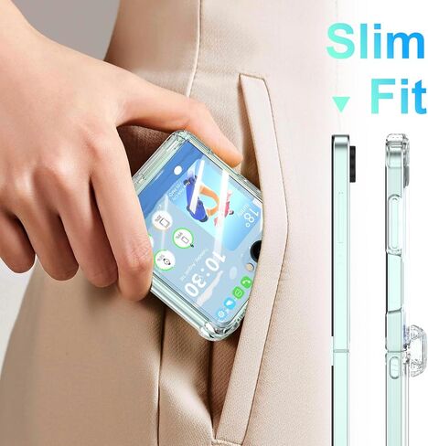 تم تصميمه لحالة Samsung Galaxy Z Flip 7 مع حماية المفصلات وحماية شاشة زجاجي مضمّنة من أجل Flip 7 Wrackproof Protection Phone Cover (Clear) in Kuwait