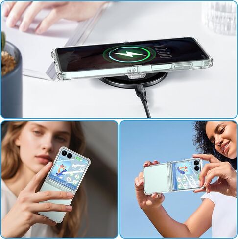 تم تصميمه لحالة Samsung Galaxy Z Flip 7 مع حماية المفصلات وحماية شاشة زجاجي مضمّنة من أجل Flip 7 Wrackproof Protection Phone Cover (Clear) in Kuwait