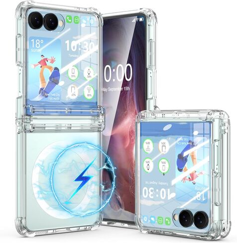 تم تصميمه لحالة Samsung Galaxy Z Flip 7 مع حماية المفصلات وحماية شاشة زجاجي مضمّنة من أجل Flip 7 Wrackproof Protection Phone Cover (Clear) in Kuwait