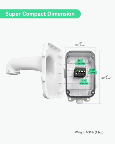 Linovision Mini 40W Poe+ Injector لكاميرات PTZ الكبيرة ، أو قوس جدارية أو صندوق تقاطع ، أو إخراج POE+ إضافي للسماعات أو AP ، نقل الألياف SFP in Kuwait
