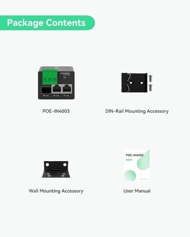 Linovision Mini 40W Poe+ Injector لكاميرات PTZ الكبيرة ، أو قوس جدارية أو صندوق تقاطع ، أو إخراج POE+ إضافي للسماعات أو AP ، نقل الألياف SFP in Kuwait