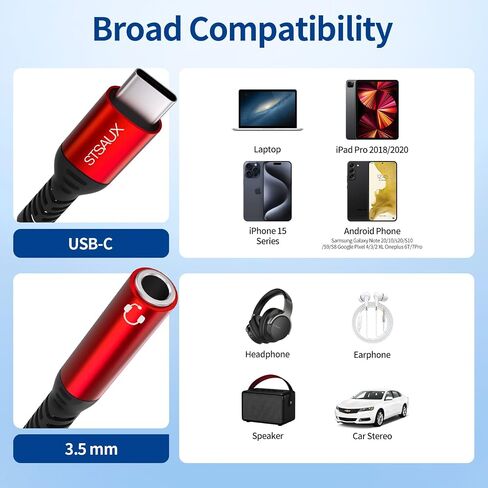 USB C إلى 3.5 مم محول مقبس سماعة الرأس (2 عبوة) لـ iPhone 16/16 Pro/15/15 Pro/Pro Max/Plus ، Type C Aux Aux Dongle Cable Compate مع iPad ، Samsung Galaxy S24 S23/S23/S22/S21ultra ، Macbook in Saudi Arabia