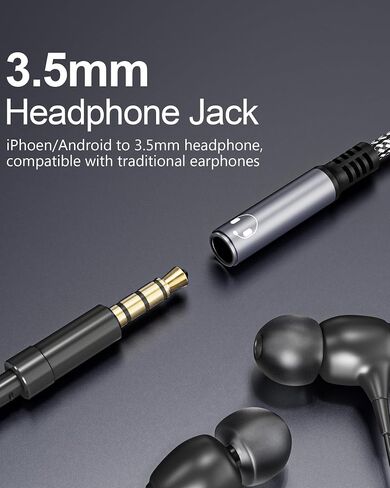 USB-C to 3.5mm Headphone and Charger Adapter - Dual Port (Lightning & USB-C Input) to AUX 3.5mm Jack & 60W PD Fast Charging with Call Support, for iPhone 15/16 Android Tablet in Saudi Arabia