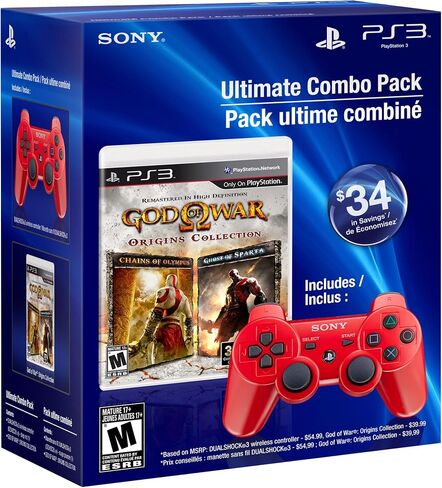 Sony Computer Entertainment PS3 DS3 Bundle - DS3 Deep Red ، God of War: Origins Collection in Kuwait