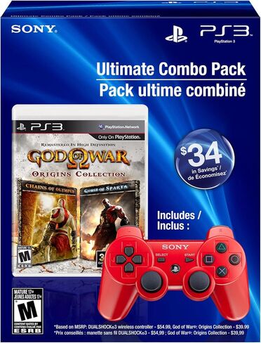 Sony Computer Entertainment PS3 DS3 Bundle - DS3 Deep Red ، God of War: Origins Collection in Kuwait
