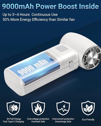 Handheld Mini Turbo Fan 120000RPM 6-Speed Turbo Power 9000mAh Portable High Speed Cooling Air Blower Cordless Air Duster Hair Dryer with LCD Display SOS Light for Travel Outdoor in Saudi Arabia