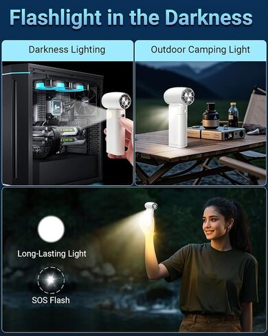 Handheld Mini Turbo Fan 120000RPM 6-Speed Turbo Power 9000mAh Portable High Speed Cooling Air Blower Cordless Air Duster Hair Dryer with LCD Display SOS Light for Travel Outdoor in Saudi Arabia