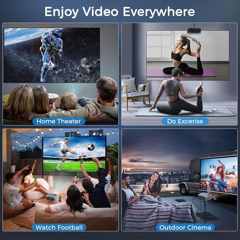 Projector with 5G WiFi and Bluetooth Native 1080P 4K Support, Outdoor Movie Projector with Screen, Portable Home Theater Projector for iOS/Android/TV Stick/Laptop/HDMI/USB in Saudi Arabia