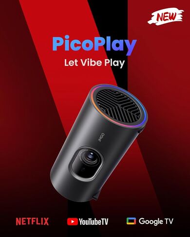 JMGO PicoPlay 1080P Smart Portable Projector, Google TV, 400ISO Lumens, 8W Dolby Digital, 3D-Active, HDR10, Mini Projector with WiFi & Bluetooth for Home, Outdoor, Include Optical Filter in Saudi Arabia