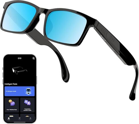 نظارات الترجمة AI نظارات ذكية للنساء رجال بلوتوث مع الدردشة GPT 164 LANGUE Blue Light و UV Lens Clear Clear With Geaker Sunglasses Fortravel Meeting Trade Business in Kuwait
