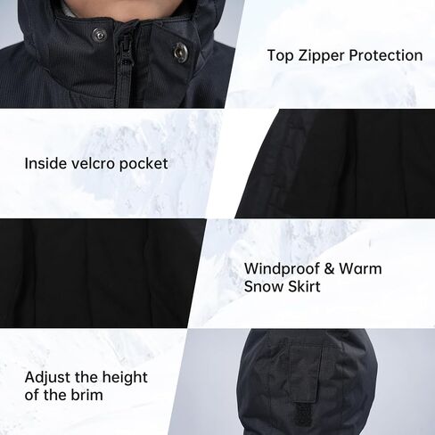 Boy's Waterproof Ski Jacket,Kids Warm Winter Snow Coat,Hooded Fleece Outwear,Windproof RainCoat in Saudi Arabia