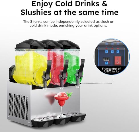 آلة شرب مركبة مزدوجة دبابة مزدوجة الخزان 1050W من الفولاذ المقاوم للصدأ Margarita النبيذ صانع Slush Smoothies لصنع مطعم بار حفلة in Kuwait