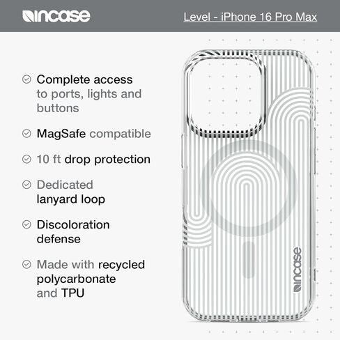 Incase Level Apple Magsafe Case for iPhone 16 Pro - 10 Ft Drop Protection with Customizable On-Case Printing - Slim Design (Lines Loops with Pop Color) in Saudi Arabia