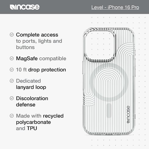 incase Apple Magsafe Case for iPhone 16 Pro - 10 ft drop protection مع طباعة قابلة للتخصيص على الحالة - تصميم نحيف (خطوط حلقات ذات لون موسيقى البوب) in Kuwait