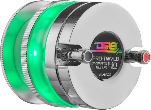 DS18 PRO-TW7LD 2.3" Neodymium Super Bullet Tweeter with Digital LED Lights - 1" Voice Coil, Transparent Polycarbonate Body and Bullet, 200W Max,100W RMS, 4 Ohms, Built-in Crossover - 1 Speaker in Saudi Arabia