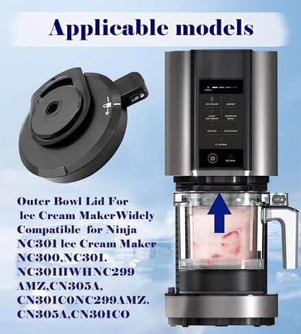 Outer Bowl Lid with Blade for Ninja Creami NC301 Replacement Lid with Attached Paddle Blade, Compatible with NC299AMZ/NC301/NC300/NC201/NC101 Series in Saudi Arabia