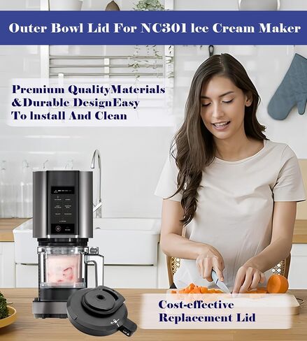 Outer Bowl Lid with Blade for Ninja Creami NC301 Replacement Lid with Attached Paddle Blade, Compatible with NC299AMZ/NC301/NC300/NC201/NC101 Series in Saudi Arabia