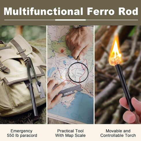 بداية النار ، 4 '' Ferro Rod Outdoor Survival Tools Flint and Steel with Stricker ، Paracord Paracord for Bushcraft ، Champing ، Theking Kits in Kuwait