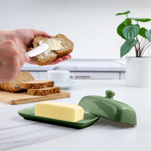 Zulay Porcelain White Butter Dish With Lid For Countertop - Classic Style Ceramic Butter Dishes With Lid & Knob Handle - Standard Butter Holder for Storing 1 Western Or Eastern Butter Stick in Kuwait
