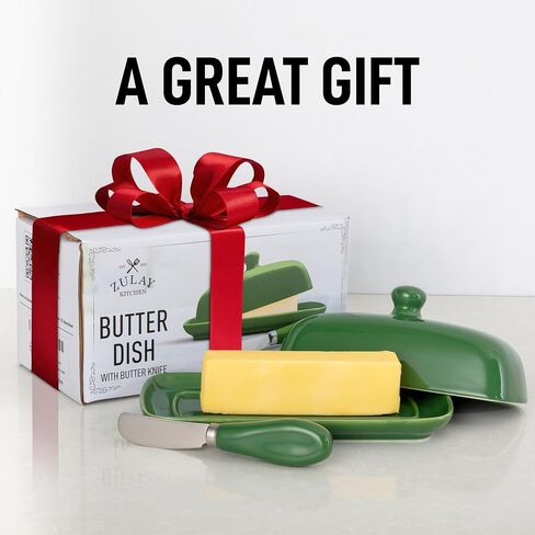 Zulay Porcelain White Butter Dish With Lid For Countertop - Classic Style Ceramic Butter Dishes With Lid & Knob Handle - Standard Butter Holder for Storing 1 Western Or Eastern Butter Stick in Kuwait