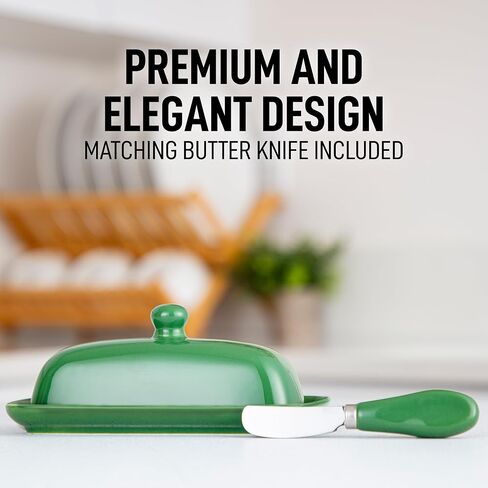 Zulay Porcelain White Butter Dish With Lid For Countertop - Classic Style Ceramic Butter Dishes With Lid & Knob Handle - Standard Butter Holder for Storing 1 Western Or Eastern Butter Stick in Kuwait