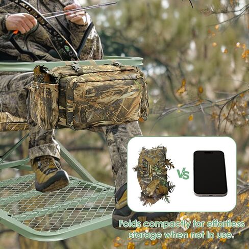 Punchman 3D Leeky Camo Face Mask Hat للرجال Deer Duck Turkey Hunting ، Hiter Tactical Boonie Hats ، Camo Ghillie Bucket Hat لصيد الغزلان ، صيد الأسماك (عصابة رأس قابلة للتعديل وذقن) in Kuwait