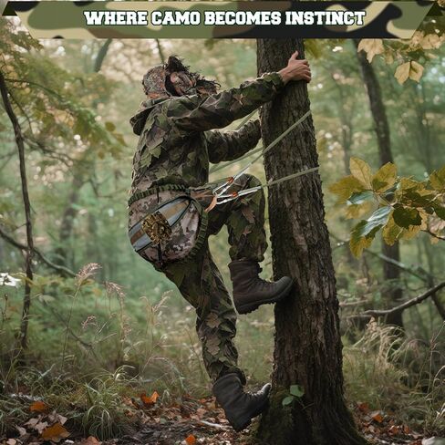 Punchman 3D Leeky Camo Face Mask Hat للرجال Deer Duck Turkey Hunting ، Hiter Tactical Boonie Hats ، Camo Ghillie Bucket Hat لصيد الغزلان ، صيد الأسماك (عصابة رأس قابلة للتعديل وذقن) in Kuwait